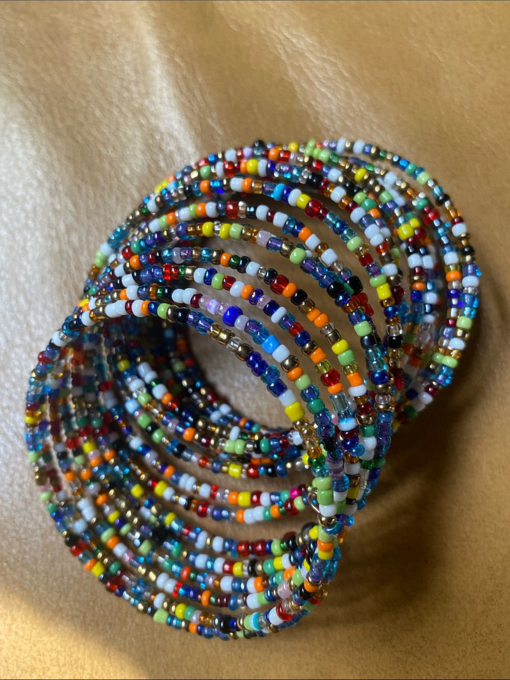 African Masai made beaded wrap around bracelet multi color